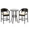 Costway 3 PCS Patio Rattan Bar Set Wicker Armchairs & Round Table with Tempered Glass Top